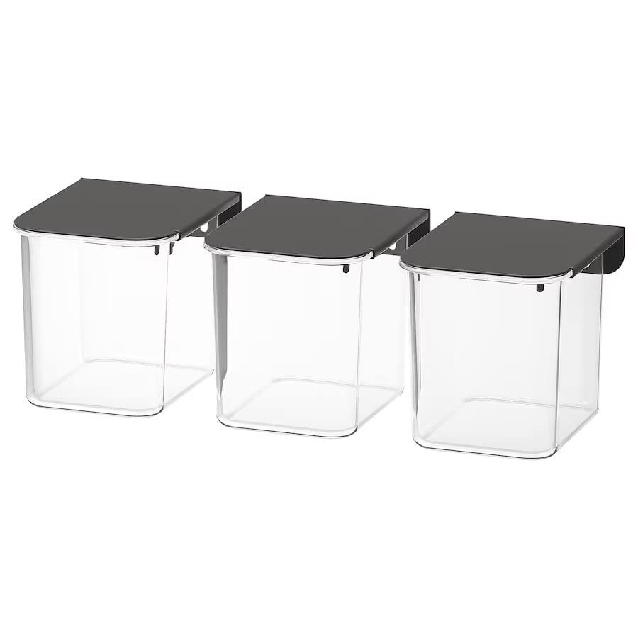 Ikea Skadis 803.469.22 3-er Set mit Deckel, grau