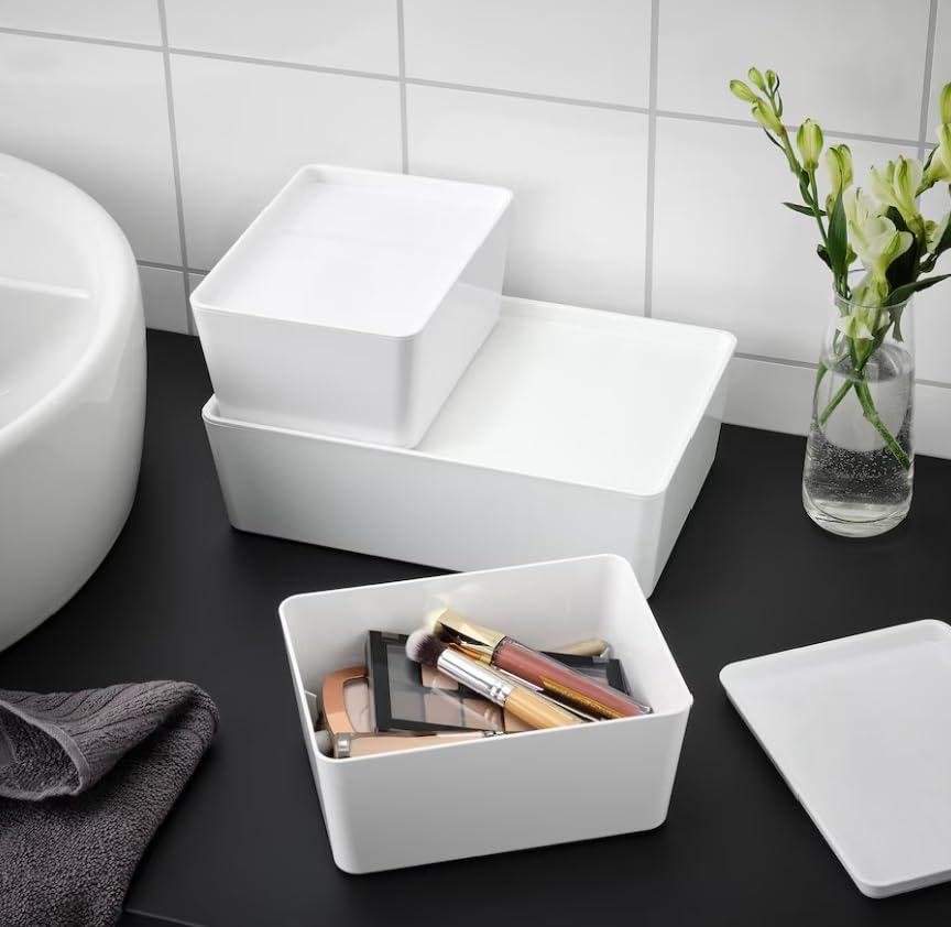 IKEA Kuggis kleine Box mit Deckel aus Kunststoff 13x18x8 cm - weiß
