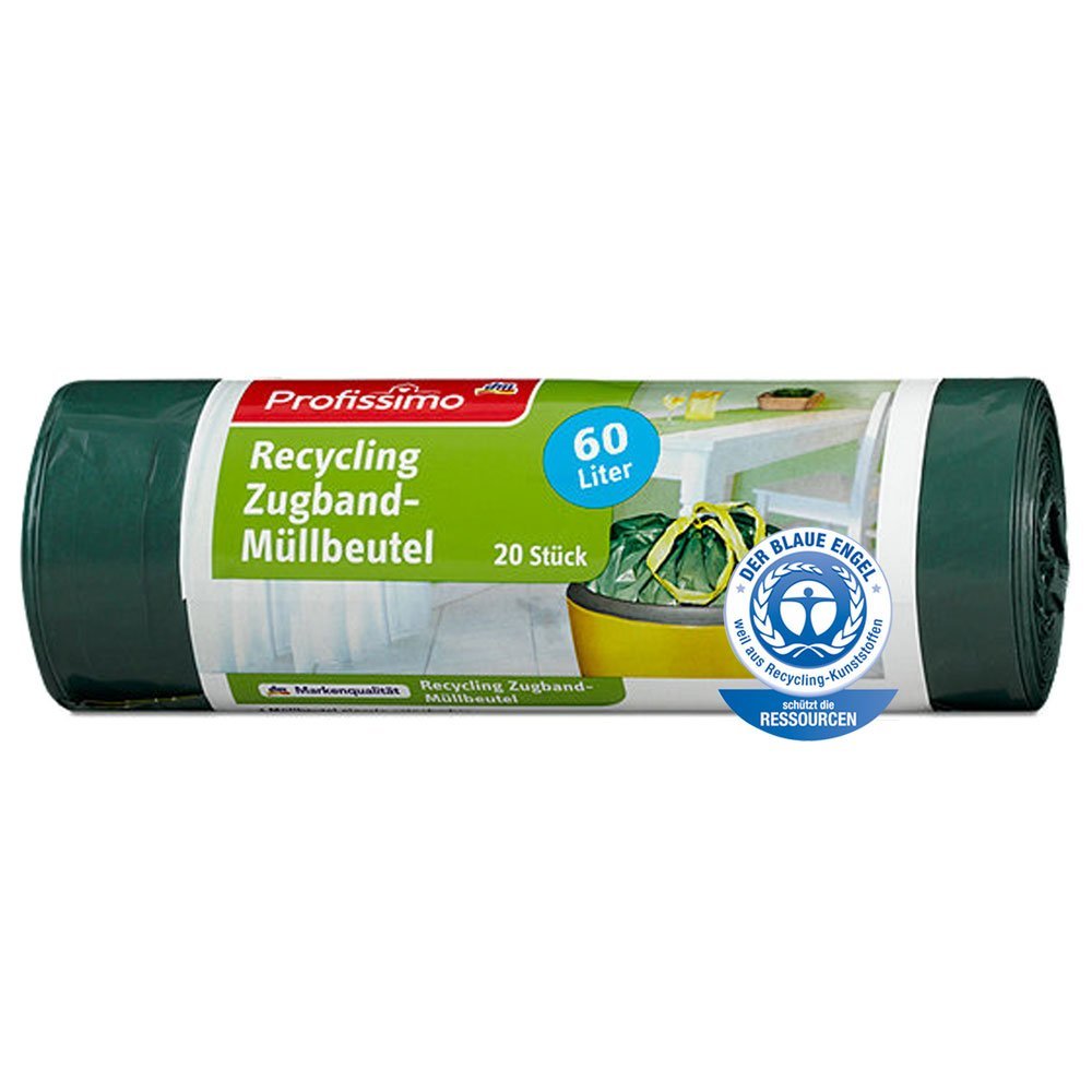 Öko Müllbeutel - 60 Liter (20 Stück) - Extrem Reißfest & Flüssigkeitsdicht - "Blauer Engel" Zertifikat
