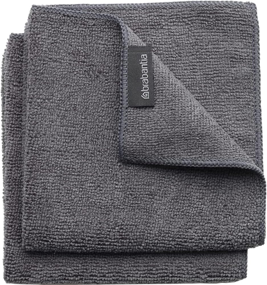 Brabantia Mikrofaser Reinigungstuch (2er Set), Hellgrau, 30 x 30 cm, 2-Einheiten