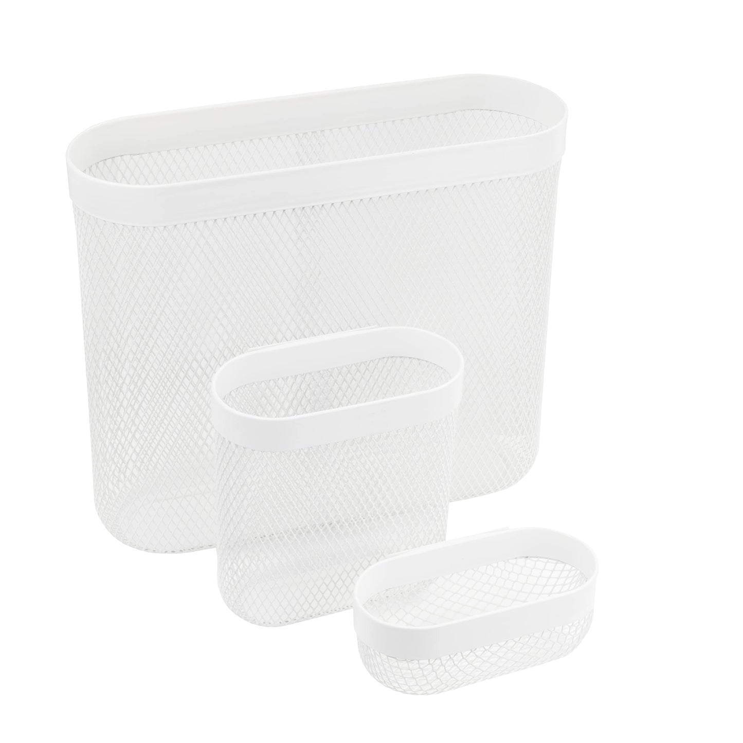Ikea SKADIS Netz-Aufbewahrungskörbe (passend für Skadis Stecktafel), Weiß, Stahl, 505.177.60, 3 Stück, 24 x 21 x 9 cm