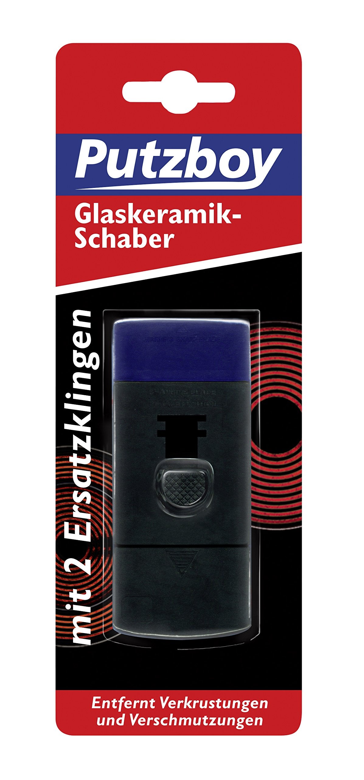 Putzboy Glaskeramik Schaber mit 2 Ersatzklingen - für glatte und harte Oberflächen - Made in Germany