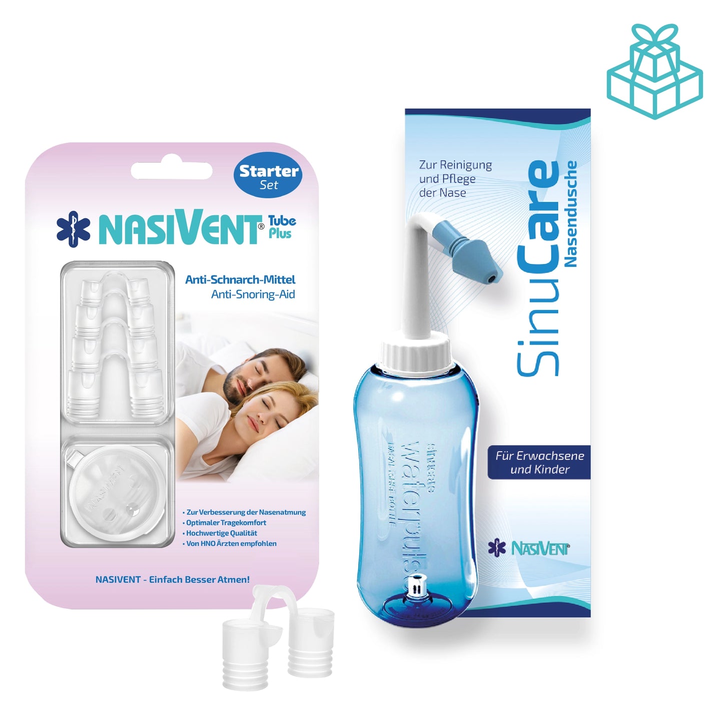 Nasivent Spar Set 2 – Nasendilatator Starter Set + Nasendusche Für freie Atmung & Nasenpflege