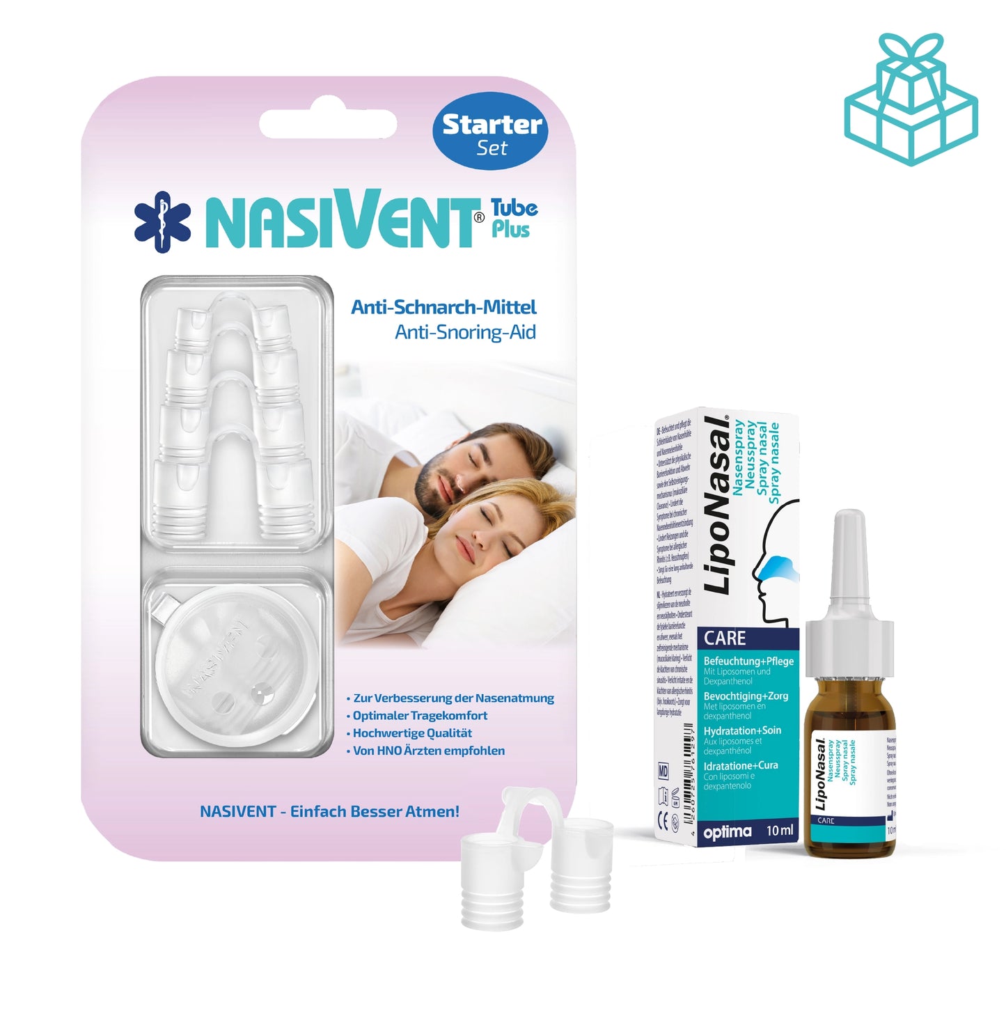 Nasivent Spar Set 1 - Nasendilatator Starter Set + Nasenspray für bessere Atmung & sanfte Pflege