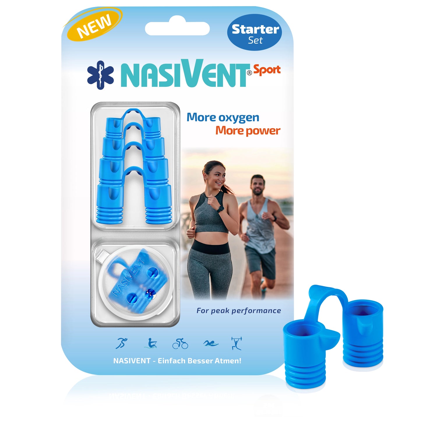 Nasivent Sport (Starter Set) Bleu Ciel - Dilatateur nasal pour une meilleure respiration pendant l'entraînement et le sport