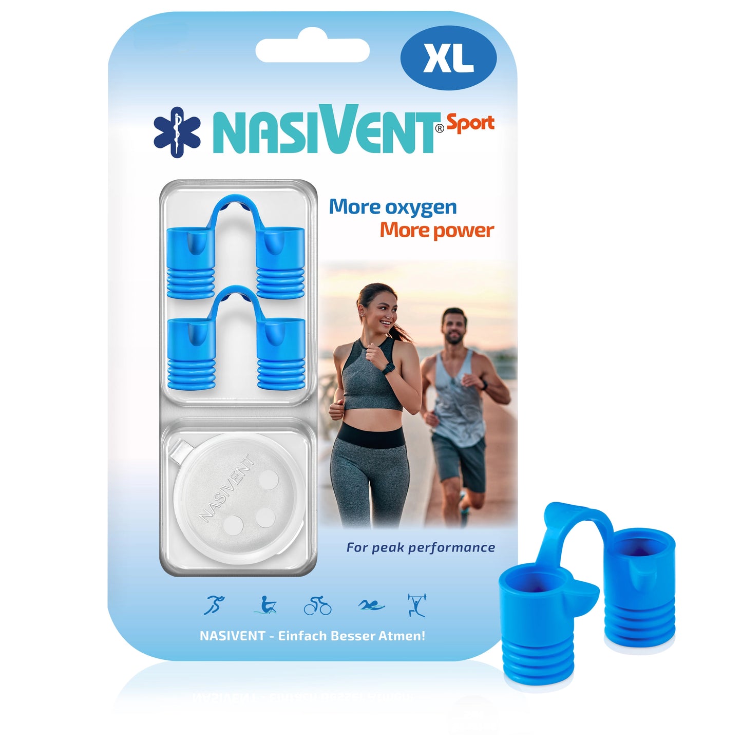 Nasivent Sport (2x XL) Sky Blue - Nasendilatator für bessere Atmung beim Training & Sport