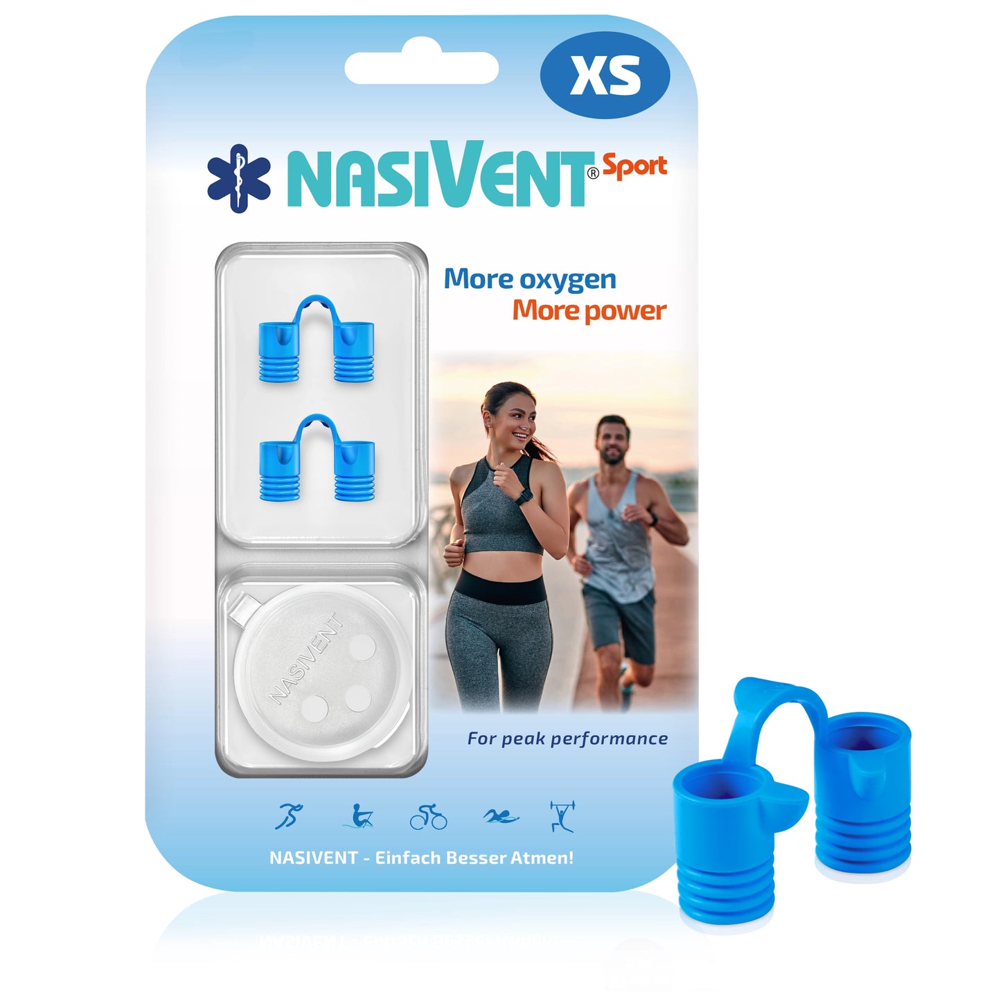 Nasivent Sport (2x XS) Bleu Ciel - Dilatateur nasal pour une meilleure respiration pendant l'entraînement et le sport