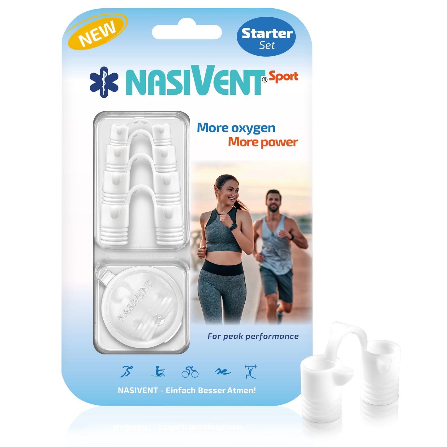 Nasivent Sport (Kit de démarrage) Blanche-Neige - Dilatateur nasal pour une meilleure respiration pendant l'entraînement et le sport