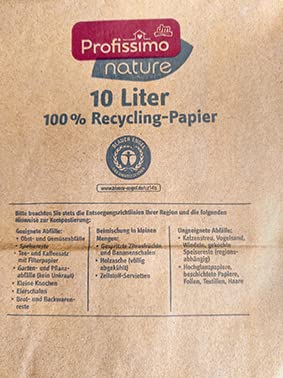 Bio Kompost Beutel 10 Liter/ 3er Pack (3 x 10 Stück) - Kompostierbar und Umweltfreundlich aus 100% Altpapier