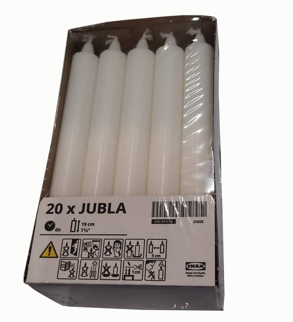 IKEA JUBLA Lüsterkerzen in weiß; duftneutral; 20 Stück