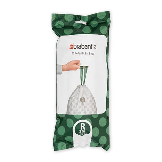 Brabantia PerfectFit Beutel 36 L (R) - 20 Stück pro Rolle, Müllbeutel, Kunststoff, White, 36 L, 138508