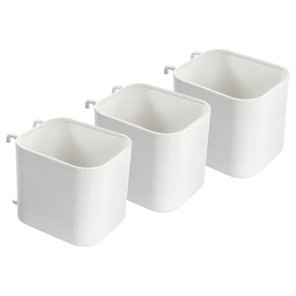 Ikea SKADIS 203.207.98 Aufbewahrungsbehälter mit offenem Deckel (passend für SKADIS Stecktafel), Weiß, 7,5 x 9,5 x 8 cm, Stahl, 3 Stück