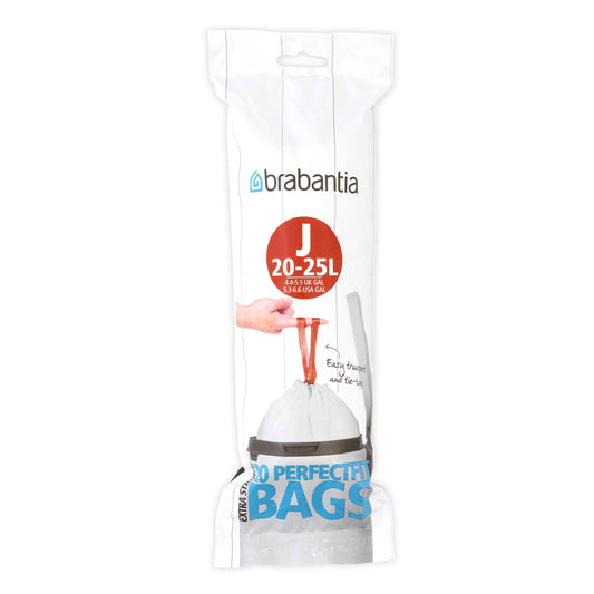 Brabantia PerfectFit Müllbeutel Code J, 23 L, 20 Stück/Rolle, Plastik, Weiß, 53.5 x 55 cm