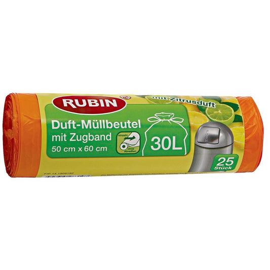 Rubin Duft-Müllbeutel mit Zugband 30 Liter 25 Stück, 1er Pack