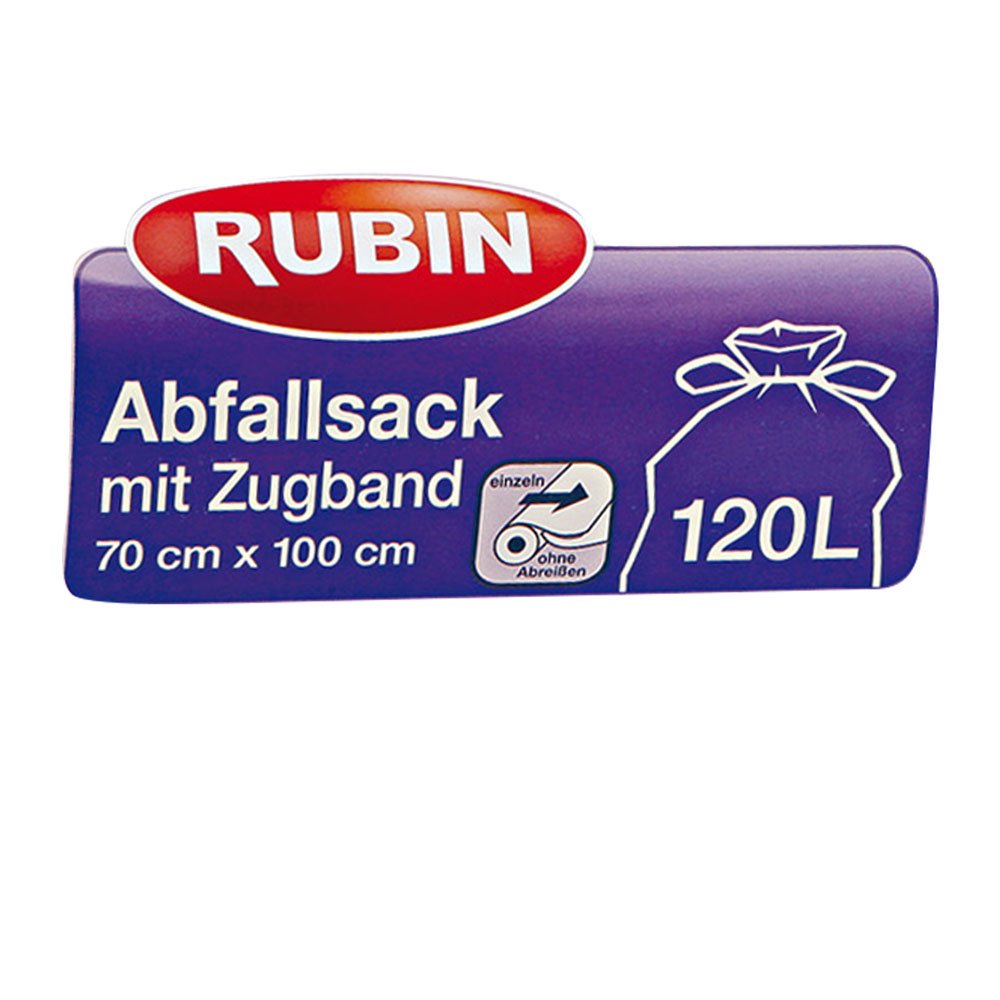 Zugband Müllsäcke für Haushalt und Büro - Reißfest und Flüssigkeitsdicht - Für Haus- und Büroabfälle - 120 Liter - 2er Pack (20 Stück) - Recyclebar - Besonders klein verpackt