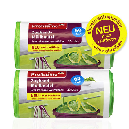 300 Stück Müllbeutel mit Tragegriff | 25 Liter | 30 Beutel pro Rolle | Reißfest & flüssigkeitsdicht | Produkt & Verpackung recyclebar