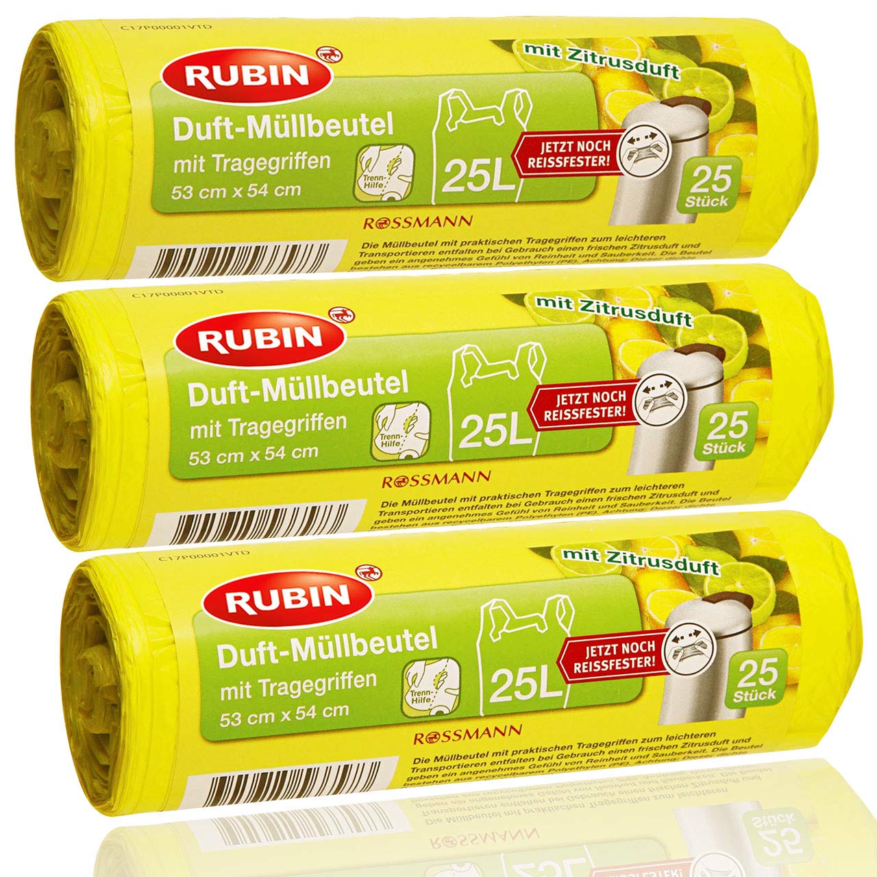 Duft Müllbeutel - 20 Liter (120 Stück) - Mit Tragegriffen - dezent duftend - 3er Pack (3x40 Stück) - Ideal für Haushalt- Büro- und Badeimer