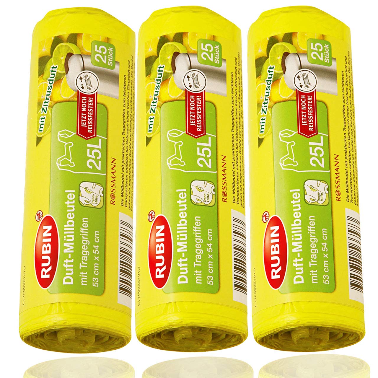 Duft Müllbeutel - 20 Liter (120 Stück) - Mit Tragegriffen - dezent duftend - 3er Pack (3x40 Stück) - Ideal für Haushalt- Büro- und Badeimer