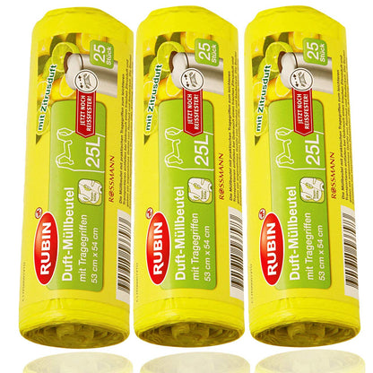 Duft Müllbeutel - 20 Liter (120 Stück) - Mit Tragegriffen - dezent duftend - 3er Pack (3x40 Stück) - Ideal für Haushalt- Büro- und Badeimer