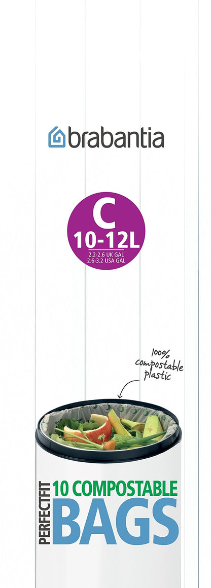 Brabantia, Weiß, 10-12 L/Größe X Mullbeutel