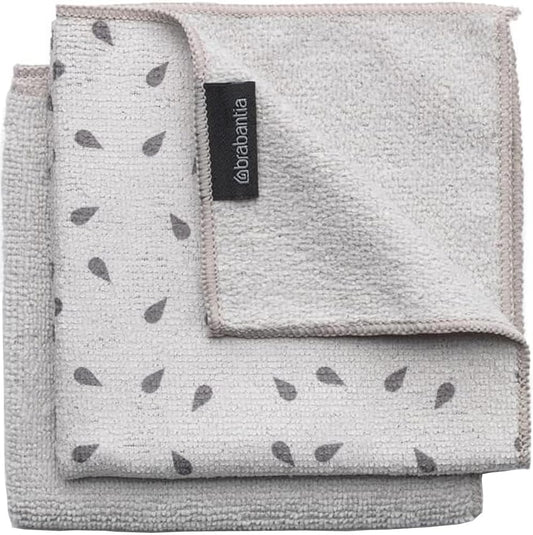 Brabantia Mikrofaser Reinigungstuch (2er Set), Hellgrau, 30 x 30 cm, 2-Einheiten