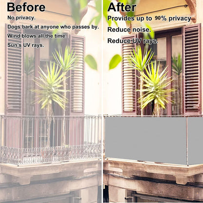 Woace Balkon-Sicht-Schutz Ohne Bohren Balkon Verkleidung mit Ösen und Kabelbinder Blickdichte Wasserfest Windfest und UV-Schutz Balkon Abdeckung für Balkongeländer Terrasse Garten Hellgrau 70x450cm