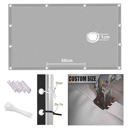 Woace Balkon-Sicht-Schutz Ohne Bohren Balkon Verkleidung mit Ösen und Kabelbinder Blickdichte Wasserfest Windfest und UV-Schutz Balkon Abdeckung für Balkongeländer Terrasse Garten Hellgrau 70x450cm