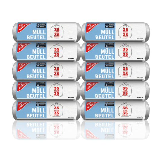 Gut & Günstig Müllbeutel 35L (35 Stück) - 10er Pack - Reißfest & Flüssigkeitsdicht - (10 x 35 Stück)