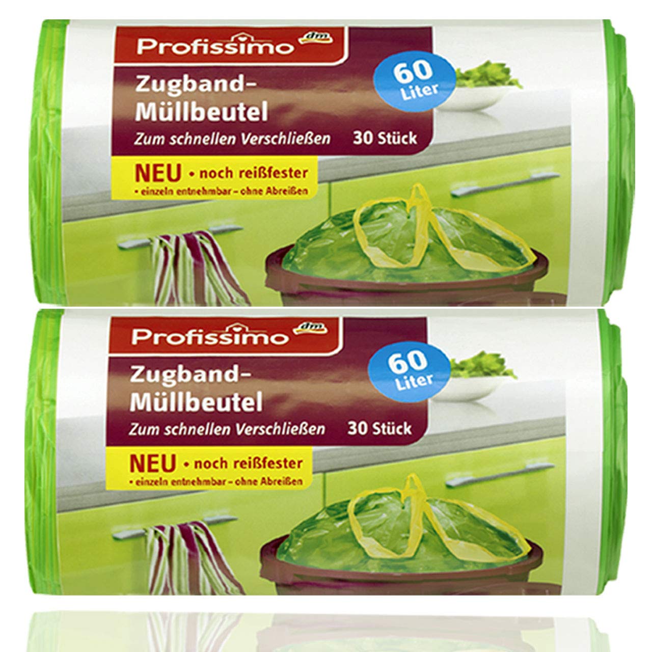 300 Stück Müllbeutel mit Tragegriff | 25 Liter | 30 Beutel pro Rolle | Reißfest & flüssigkeitsdicht | Produkt & Verpackung recyclebar
