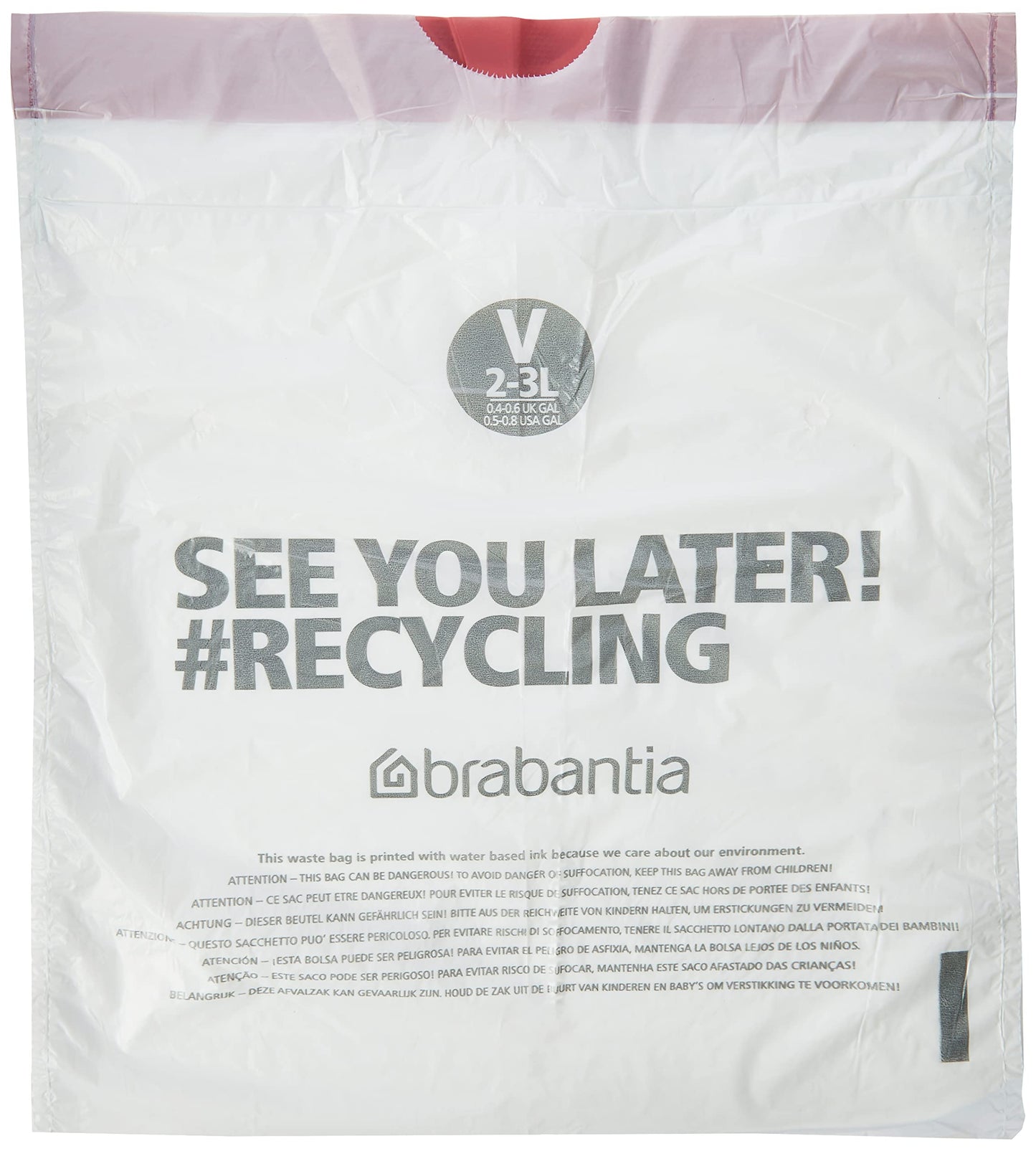 Brabantia Perfectfit Müllbeutel Code V, 3 L, 20 Stück/Rolle, Plastik, Weiß, 23.5 x 29 cm