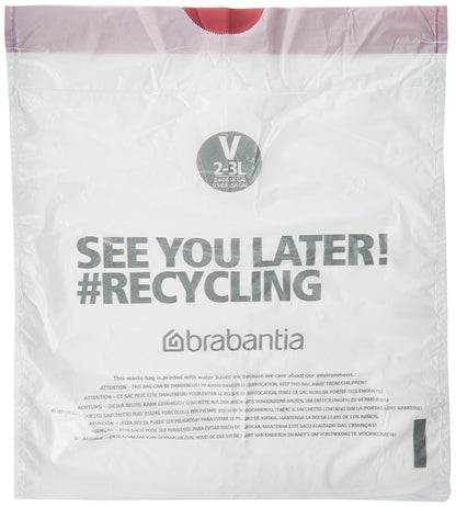 Brabantia Perfectfit Müllbeutel Code V, 3 L, 20 Stück/Rolle, Plastik, Weiß, 23.5 x 29 cm