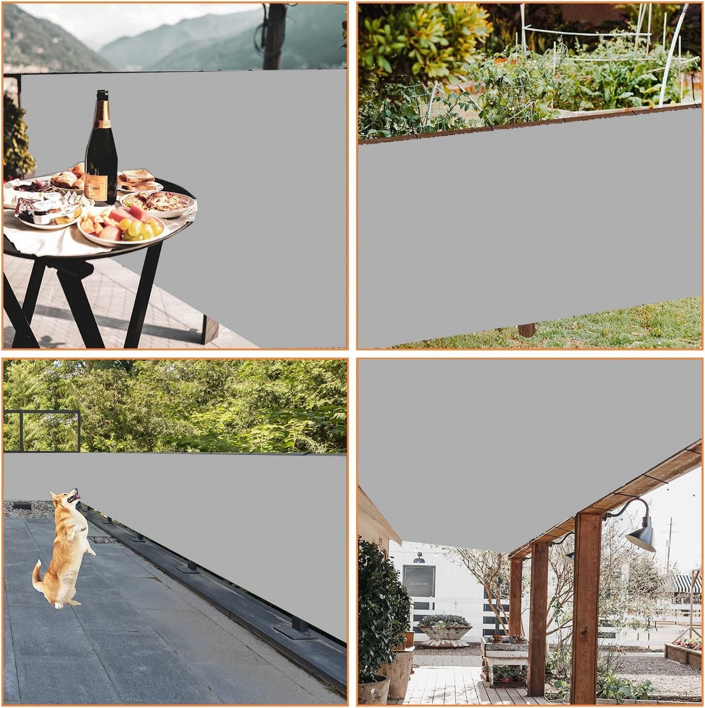 Woace Balkon-Sicht-Schutz Ohne Bohren Balkon Verkleidung mit Ösen und Kabelbinder Blickdichte Wasserfest Windfest und UV-Schutz Balkon Abdeckung für Balkongeländer Terrasse Garten Hellgrau 70x450cm