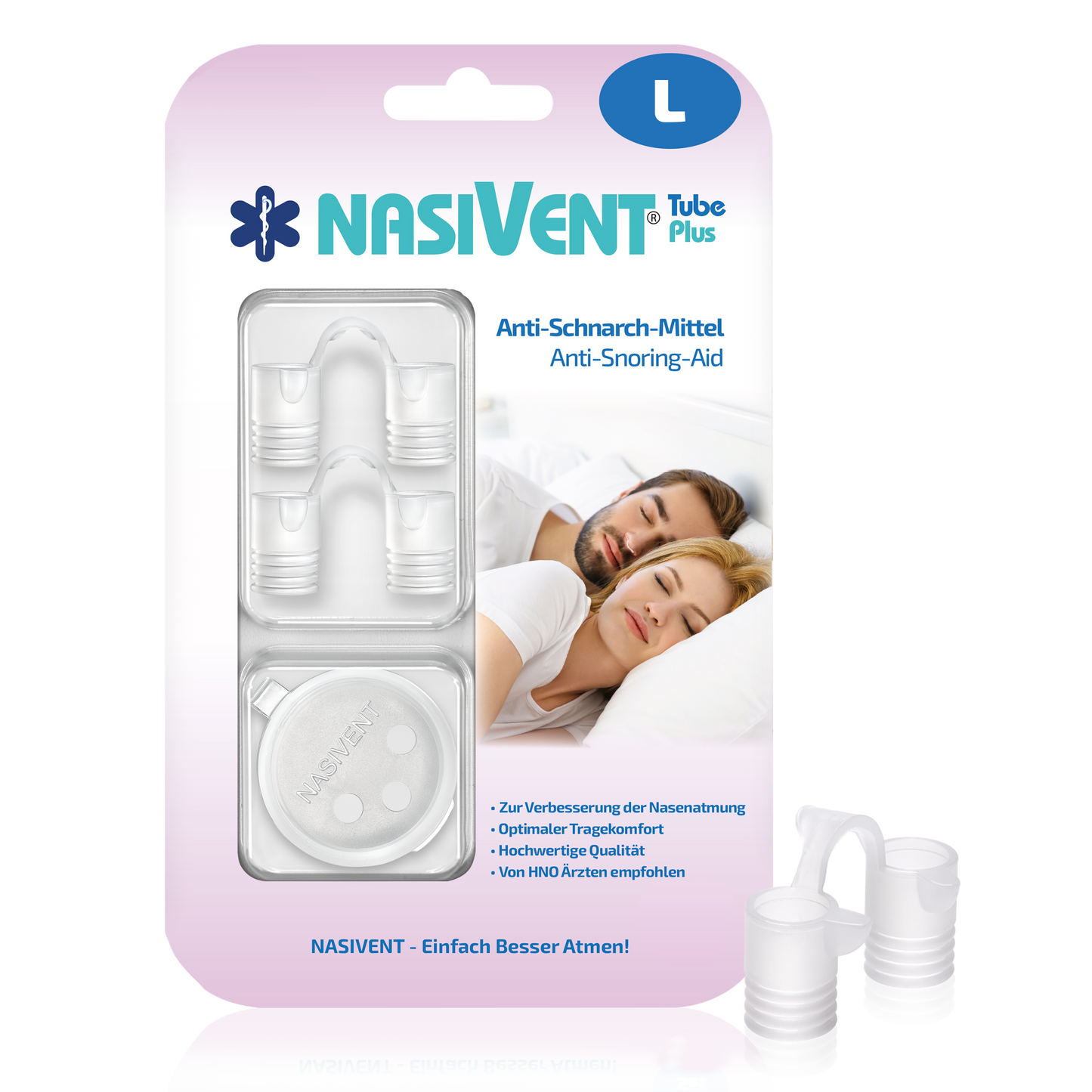 Nasivent Tube Plus® (2x L – 13 mm) Nasal Dilator for Improved Nasal Breathing & Against Snoring


